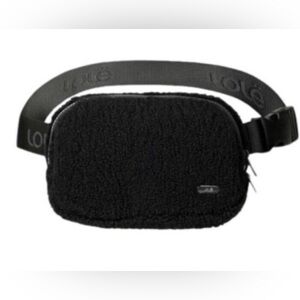 LOLE Black Sherpa Fleece Unisex Belt Bag Fanny Pack